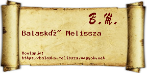 Balaskó Melissza névjegykártya